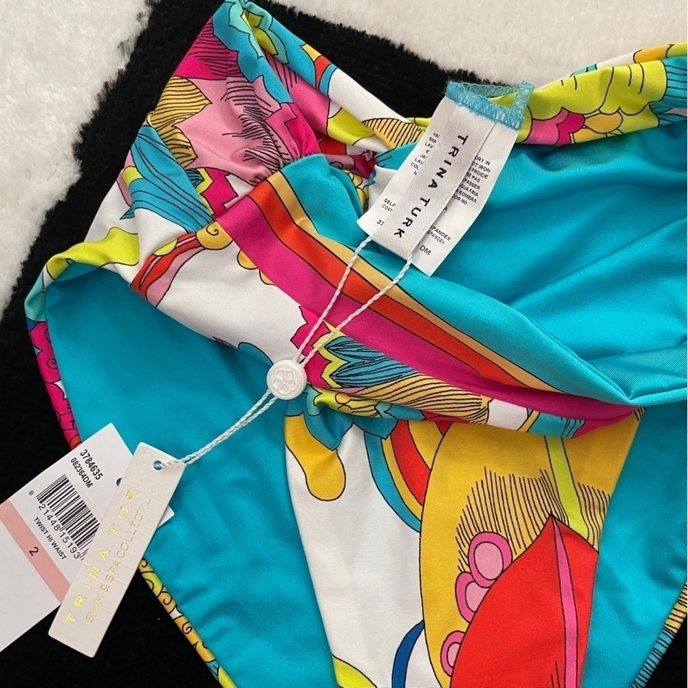 Trina Turk NWT Banded Twist Back High Waist Swim Bottom Size 2 - Picture 3 of 15